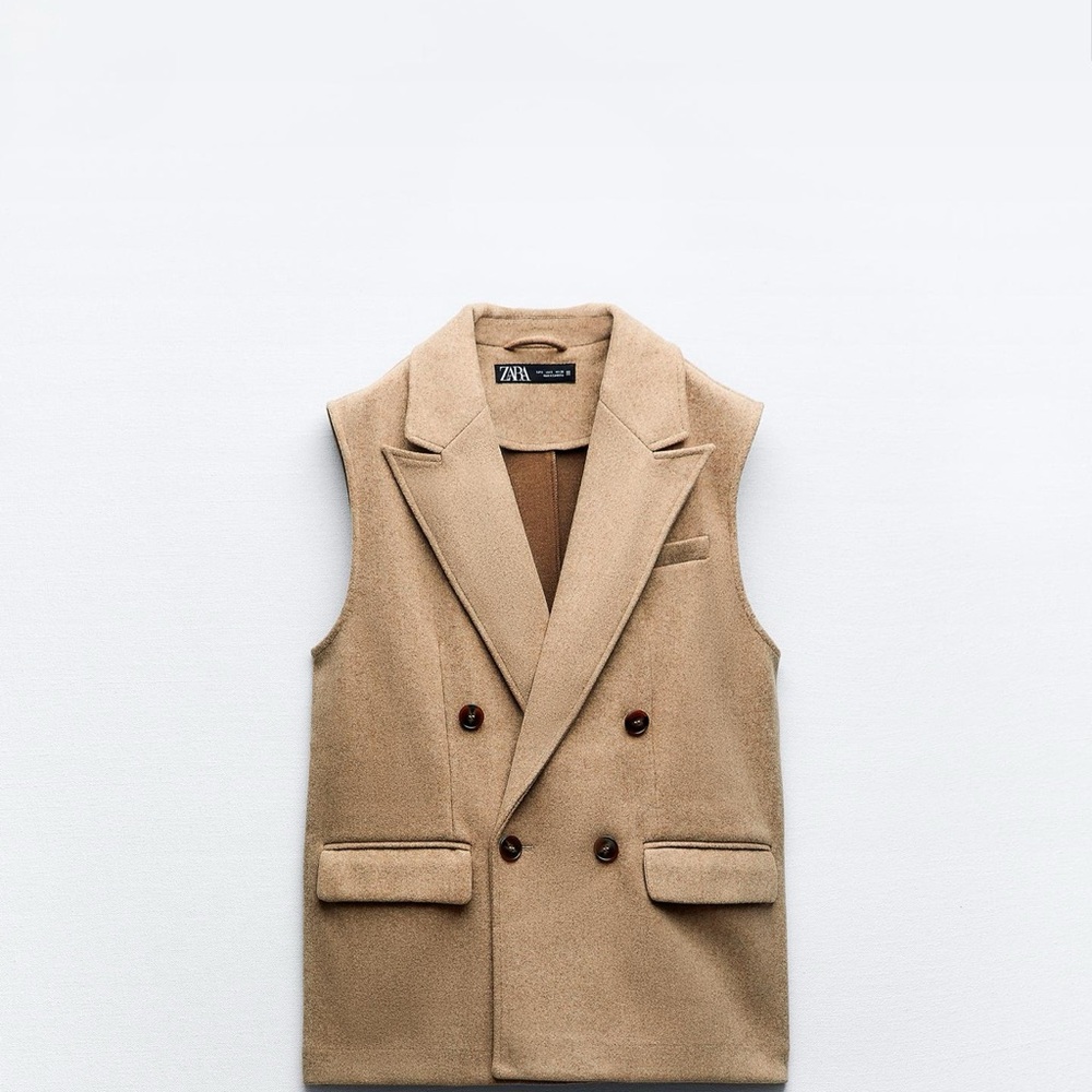 Zara Soft Beige Double-Breasted Vest. US Size Small